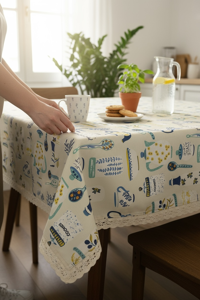 رومیزی طرح آشپزخانه سبز