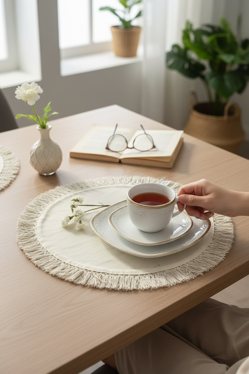 زیر بشقابی دور ریش